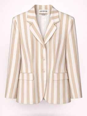 Jones New York Beige White Striped Blazer Size 14 Classic Tailored Jacket Chic